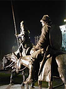 Statue of Cervantes and Sancho Panza in Madrid